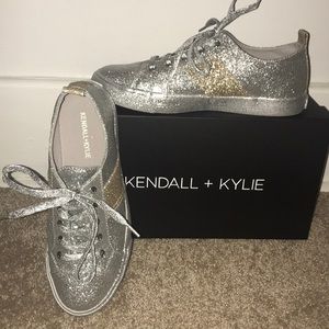 Kendall + Kylie silver glitter sneakers
